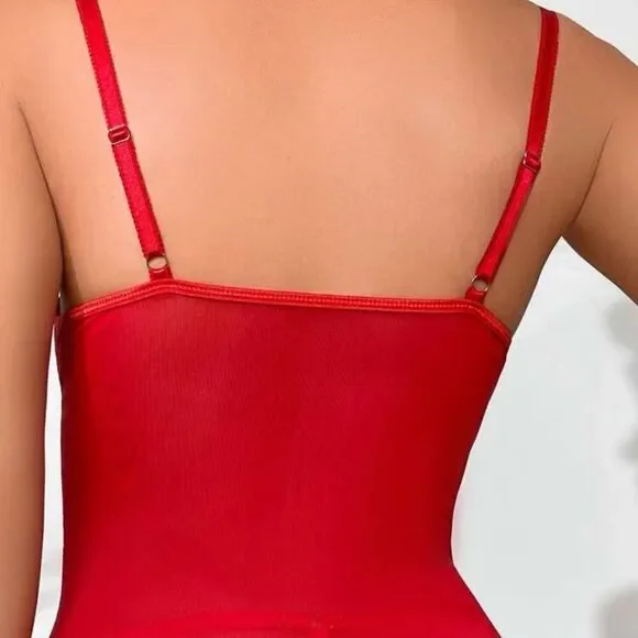 Floral Lace Teddy With Garter Belt    - Picture 2 of 5